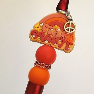 Handmade Stay Groovy Peace Beaded Silicone Focal Bead Pen